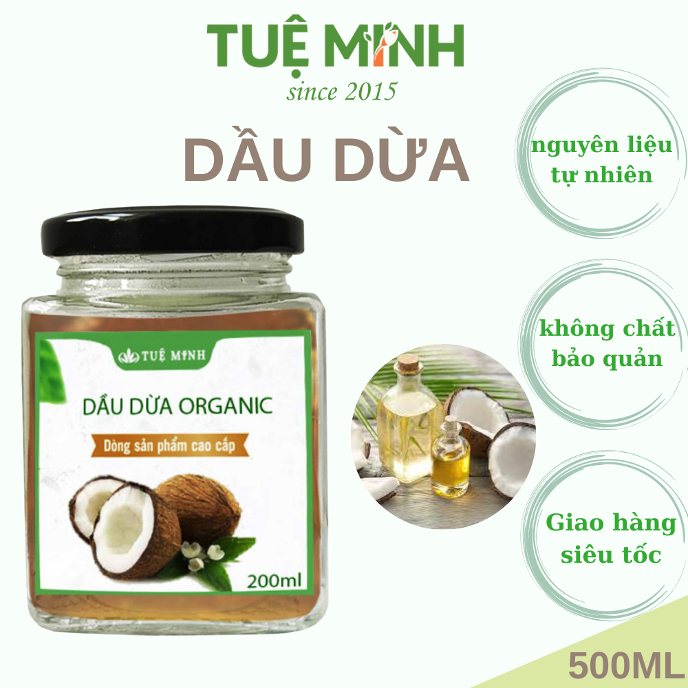 Dầu dừa nguyên chất Bến Tre nấu thủ công thương hiệu Tuệ Minh 200ml DD200