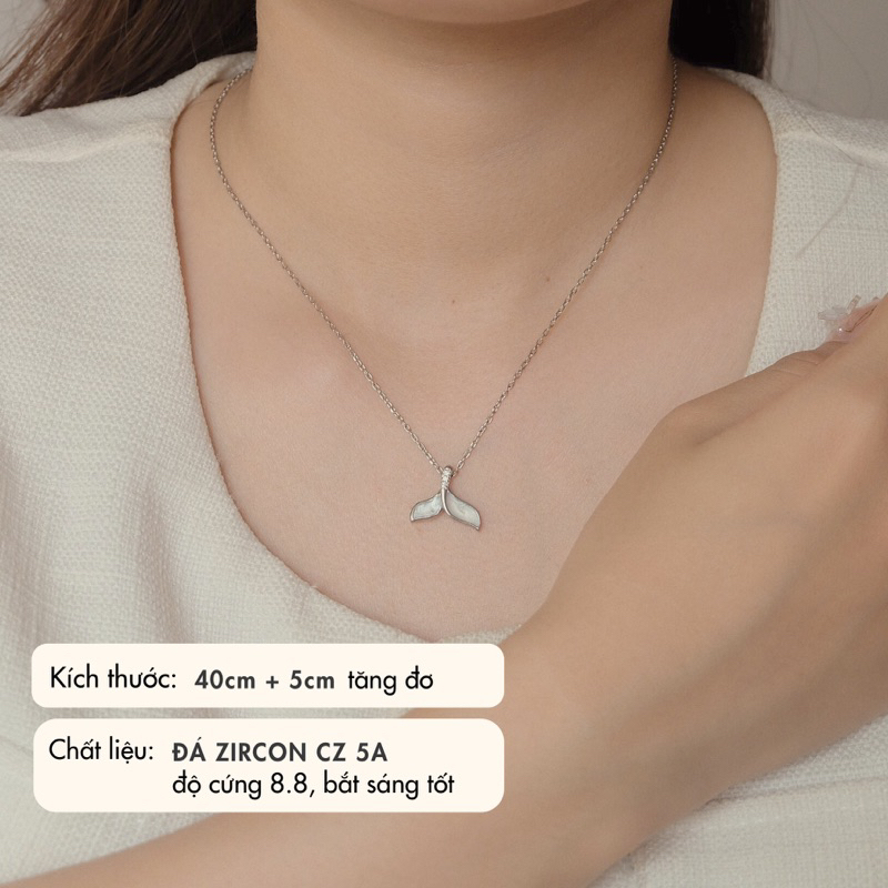 Dây chuyền nữ đá ZIRCON CZ 5A mặt đuôi cá NHÀ CÚ màu bạc dễ thương phong cách hàn quốc 6977