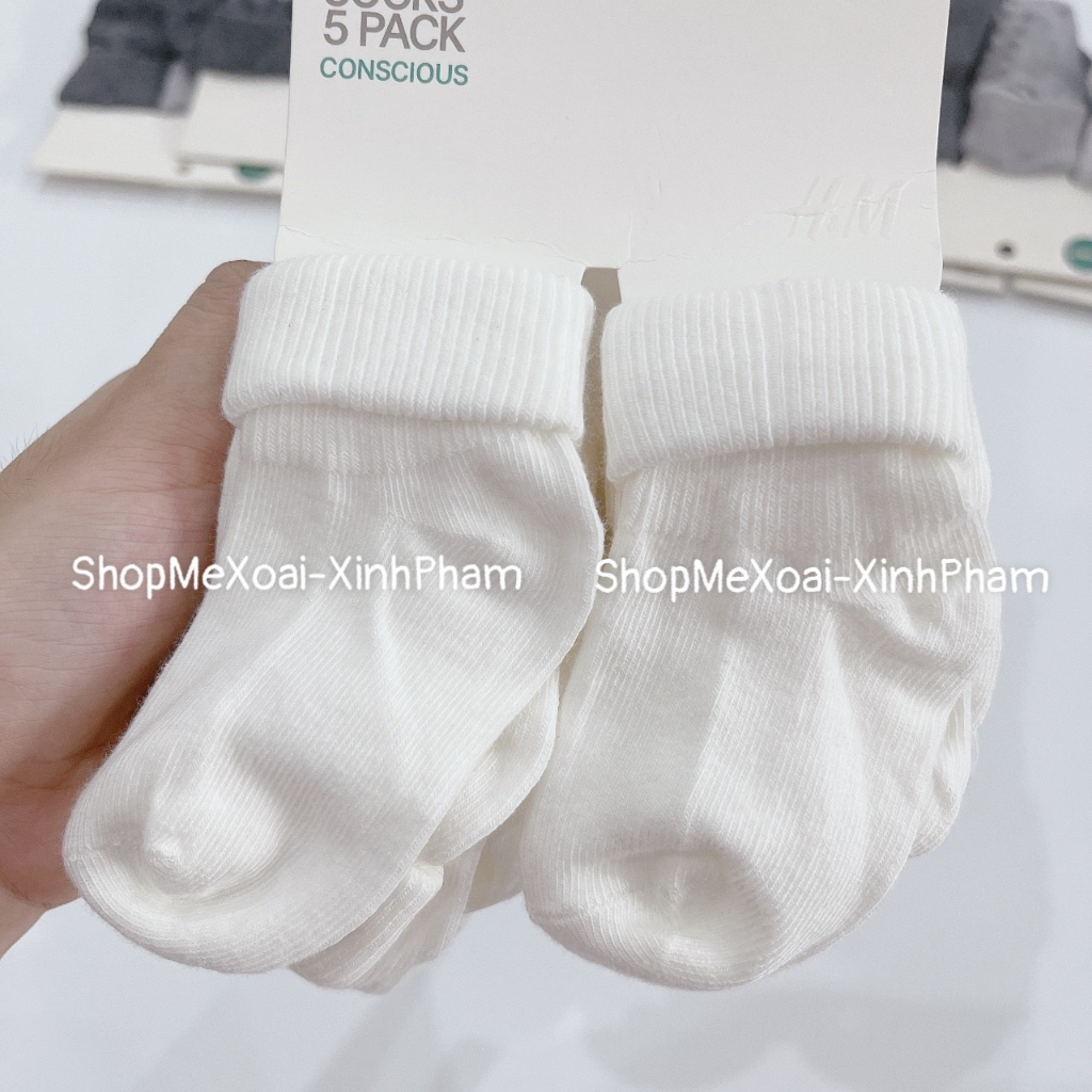 SÉT 5 ĐÔI TẤT H..M TRẮNG TRƠN DƯ XỊN CÓ CHỐNG TRƯỢT CHO BÉ ĐỦ SIZE 0M,3M,6M,9M,12M,18M,24M,3y