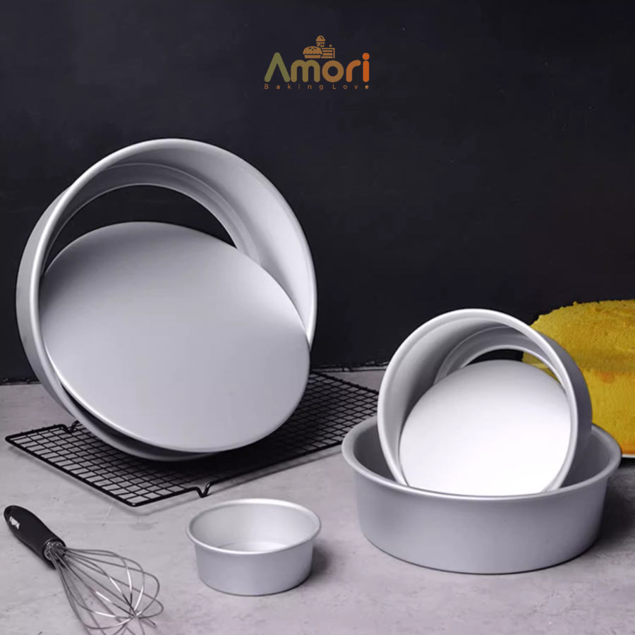 Khuôn Làm Bánh Hình Tròn Hợp Kim Nhôm Đế Rời Tiện Lợi KB01