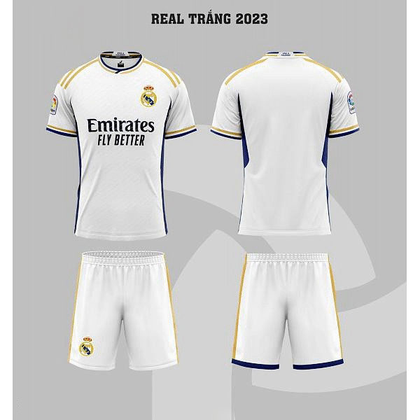quần áo đá bóng CLB Real Madrid chất thun lanh, co giãn. .Bộ đồ đá bóng clb Real Madrid ( in tên số theo yêu cầu )