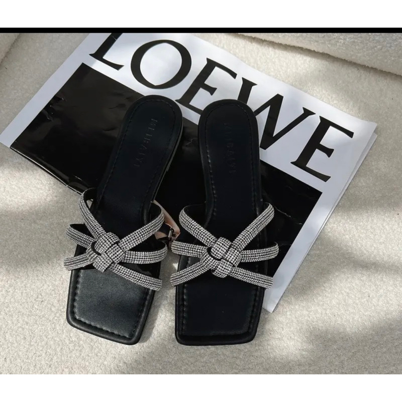 Dép bệt nữ quai đính đá Đan thời Trang cá tính có bigsize từ 35 đến 46