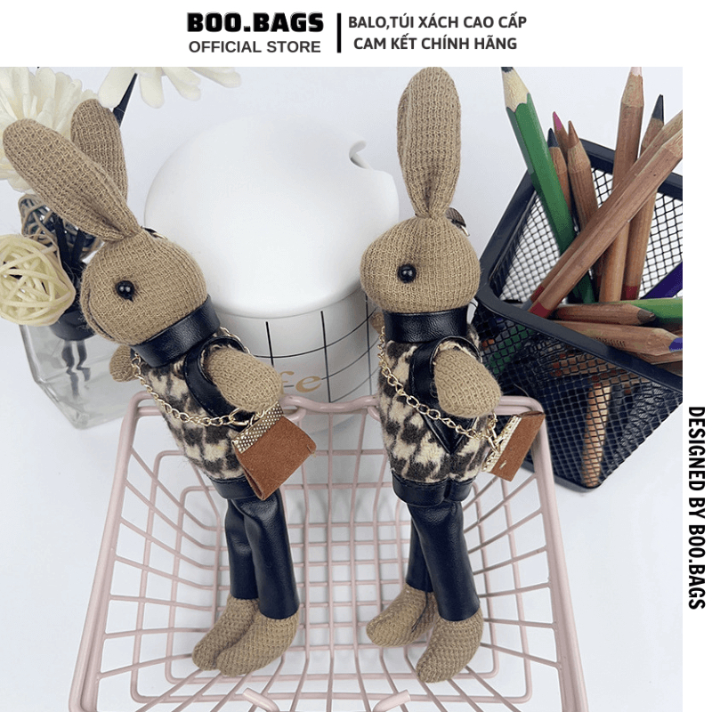 Móc Khóa Thỏ Treo Balo Túi Xách Dễ Thương, Móc Khóa Gấu Bông
