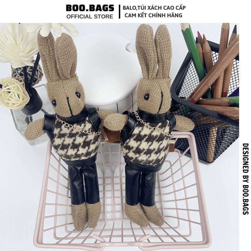 Móc Khóa Thỏ Treo Balo Túi Xách Dễ Thương, Móc Khóa Gấu Bông