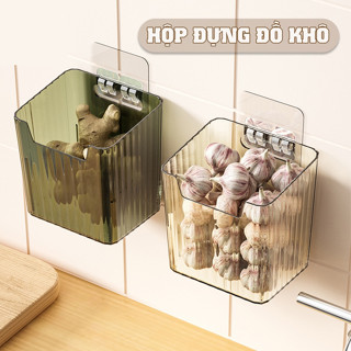 Hộp đựng đồ nhựa trong suốt kèm miếng dán trong phòng bếp, nhà tắm đa năng