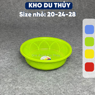 Rổ nhựa tròn nhỏ lỗ nhỏ size 20 - 24 - 28 có chân cao ráo dùng làm rổ vo gạo, rổ đựng rau quả nhựa pp - t9.2