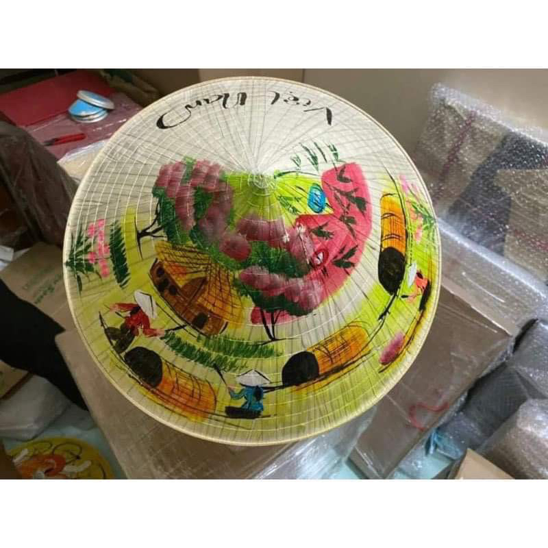 Nón lá vẽ phong cảnh, hoa lá trang trí, decor, cho bé và người lớn đội, các sz trẻ em người lớn