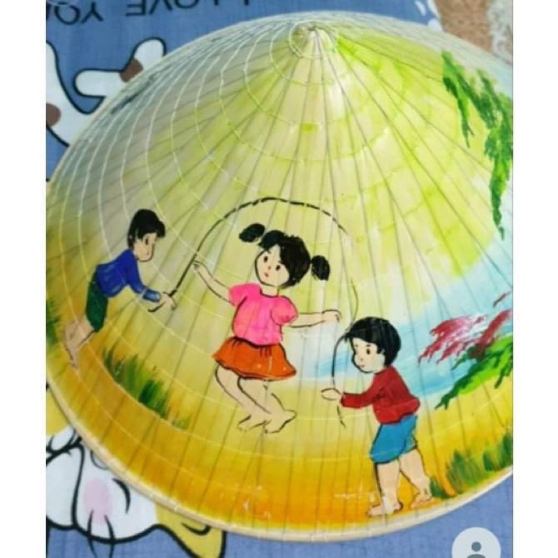 Nón lá vẽ phong cảnh, hoa lá trang trí, decor, cho bé và người lớn đội, các sz trẻ em người lớn
