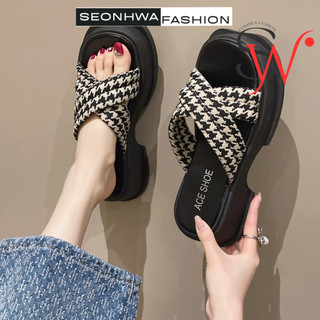 Dép nữ thời trang quai chéo vải SEONHWA cao 5cm thiết kế năng động cá tính GF1