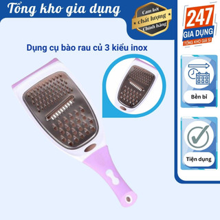 Dụng cụ bào rau củ 3 kiểu inox có tay cầm cao su siêu bén cao cấp, bào tay cầm