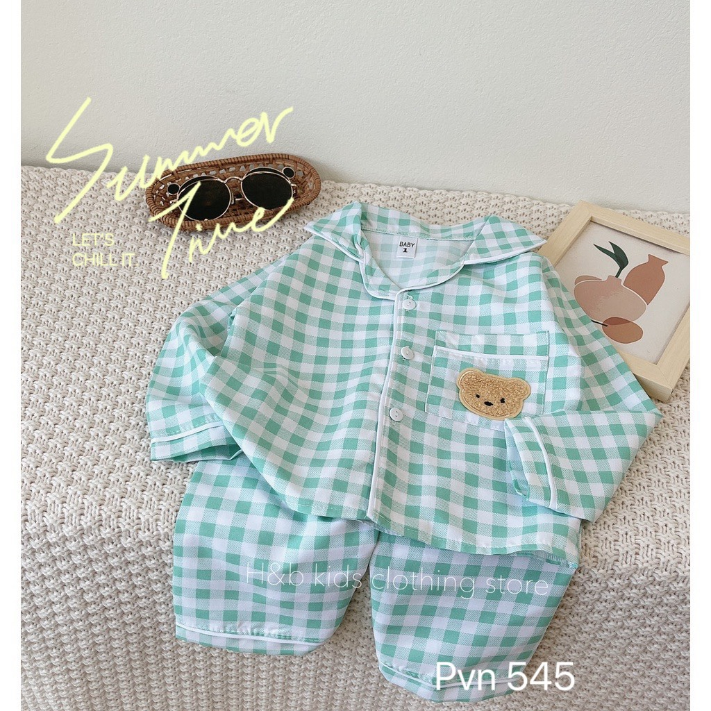 Bộ quần áo pyjama dài tay kẻ sọc giá rẻ cho bé từ 8-20kg