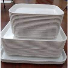 Khay Nhựa Melamine Màu Trắng Đựng Đồ, Úp Ly Nhiều Size