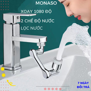 Đầu nối vòi nước cho chậu rửa chậu lavabo 2 chế độ nước xoay nhựa abs đầu chuyển đổi vòi nước xoay 1080 độ v5 monaso