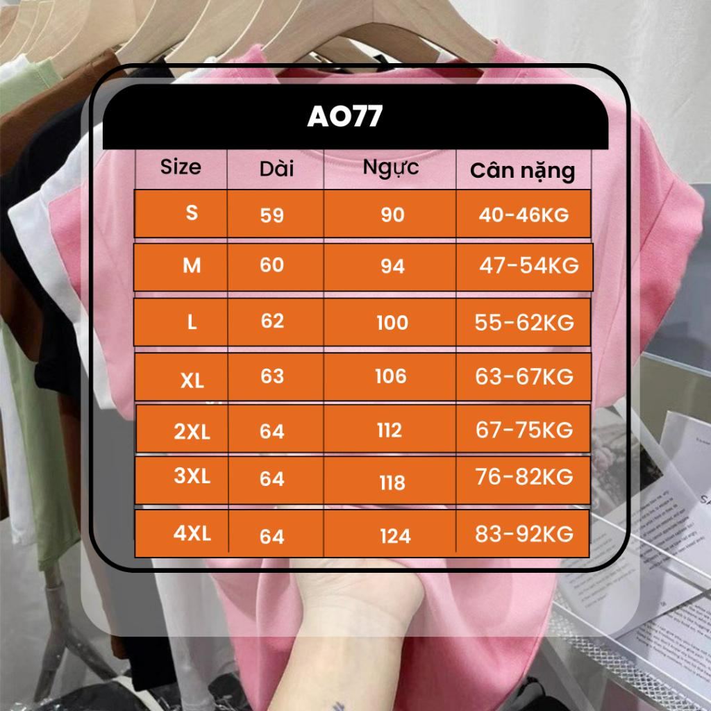 Áo thun bigsize cổ tròn tay hến thấm hút mồ hôi - Áo thun cotton nữ form rộng AO77