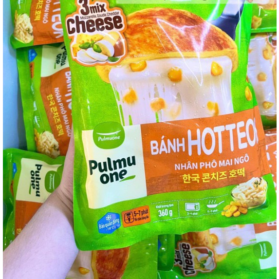Bánh hotteok nhân phô mai ngô Pulmuone 360g, bánh nếp phô mai, bánh xếp phô mai