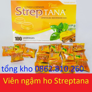 Kẹo ngậm streptana vị gừng quế hộp 24 100 300 viên