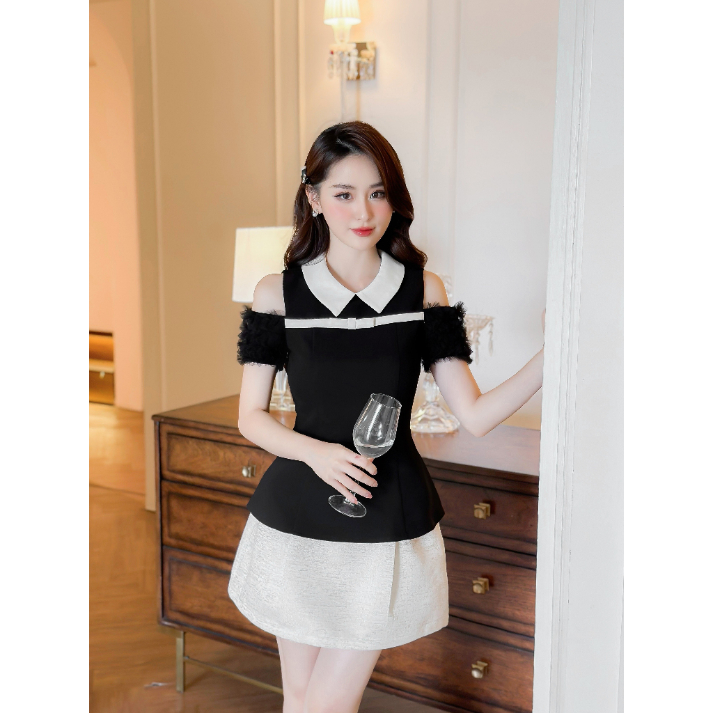 Áo tiểu thư, Áo cutout tay phối lưới, MOO Design - ARMD47