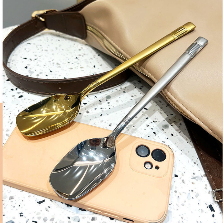 Thìa Muỗng Inox Ăn Cơm, Súp Cháo Cán Dài Đầu Vuông 19.5cm