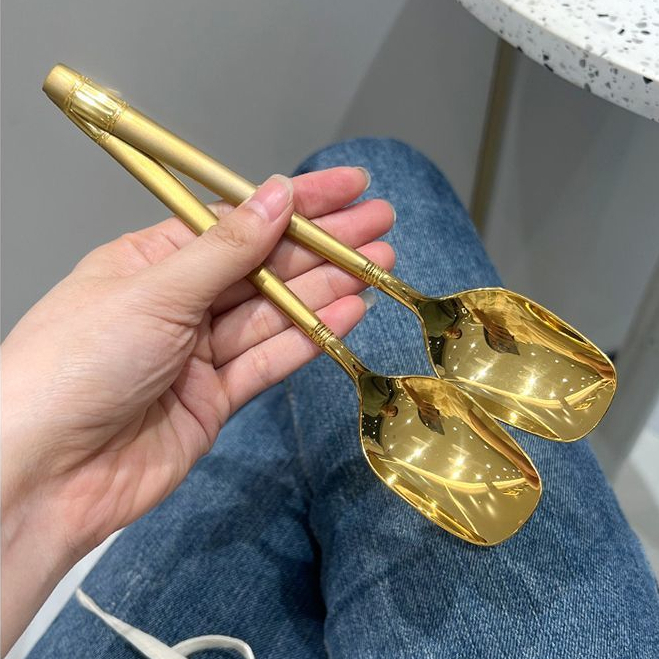 Thìa Muỗng Inox Ăn Cơm, Súp Cháo Cán Dài Đầu Vuông 19.5cm