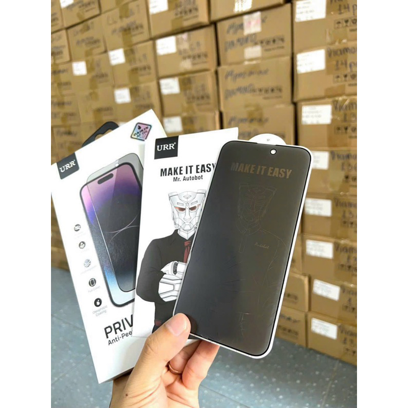 Kính cường lực URR chống nhìn trộm và chống bám vân tay Iphone 15 Pro,15 Pro Max,14 Pro,14 Pro Max,13 Pro Max,12 Pro Max