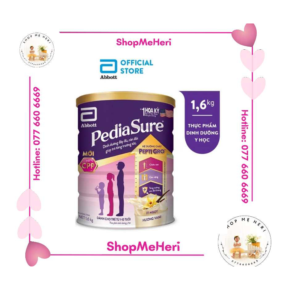 Mẫu mới - Sữa bột Pediasure B/A 1.6 kg ít ngọt [DATE 28/11/2024]