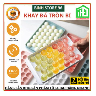 Khay đá bi tròn tủ lạnh 33 viên có nắp đậy, Khuôn làm thạch hoa quả hình bi tròn ngộ nghĩnh