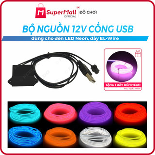 [Nowship 0đ + Quà 🎁] Bộ biến tần, nguồn DC 12V, cổng USB, dây đèn neon EL Wire, trang trí ánh sáng, độ xe, mặt nạ emoji