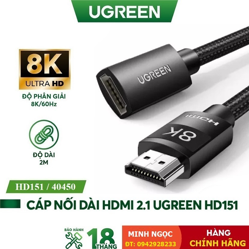 Cáp nối dài HDMI 2.1 8K UGREEN HD151 - Sản phẩm chính hãng