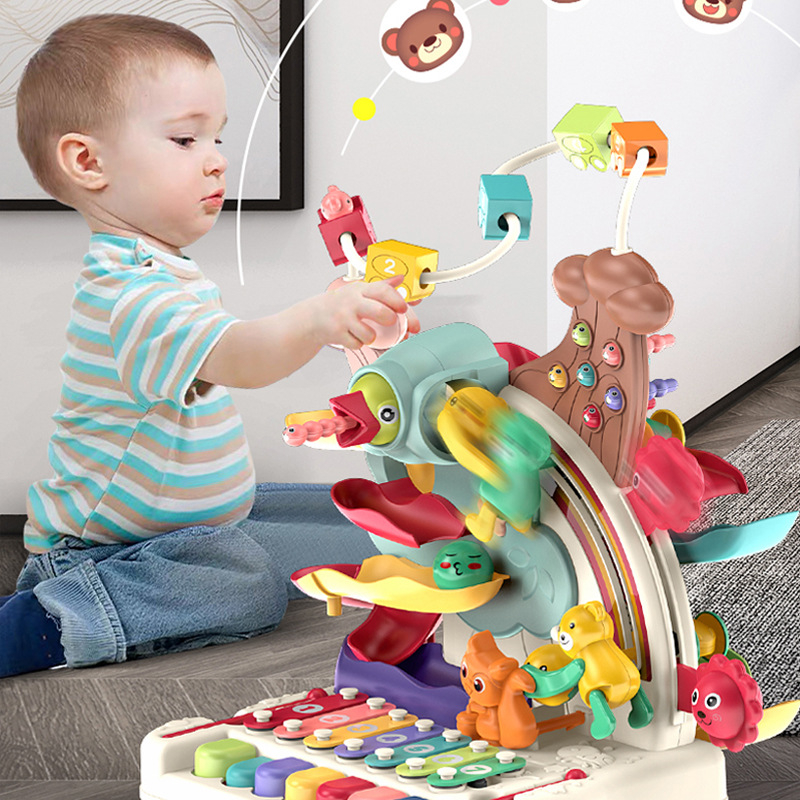Đồ chơi giáo dục sớm đa chức năng có phím piano, đàn gõ, đường ray ô tô, puzzle sáng tạo cho bé từ 6 tháng - 3 tuổi