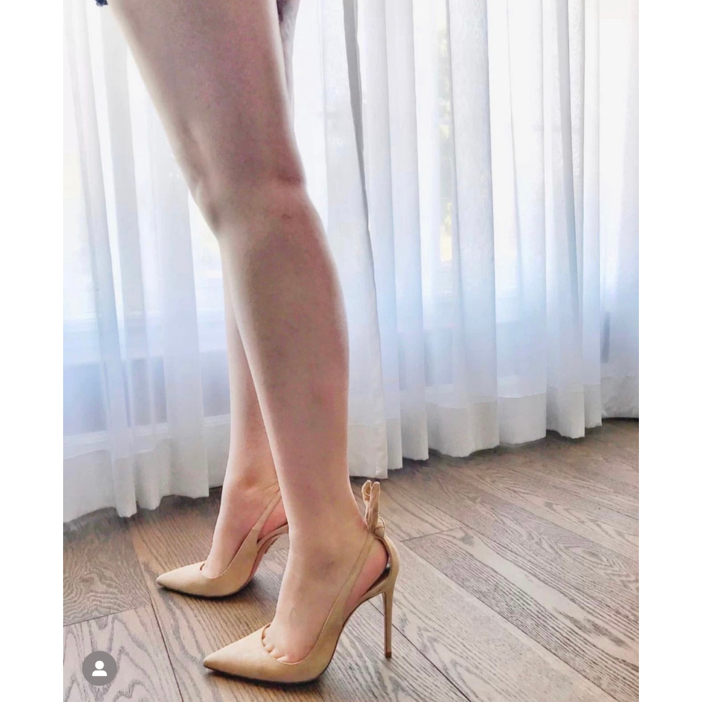 GIÀY PUMP NƠ MÀU NUDE DA LỘN CAO CẤP, CAO 8-10-11CM