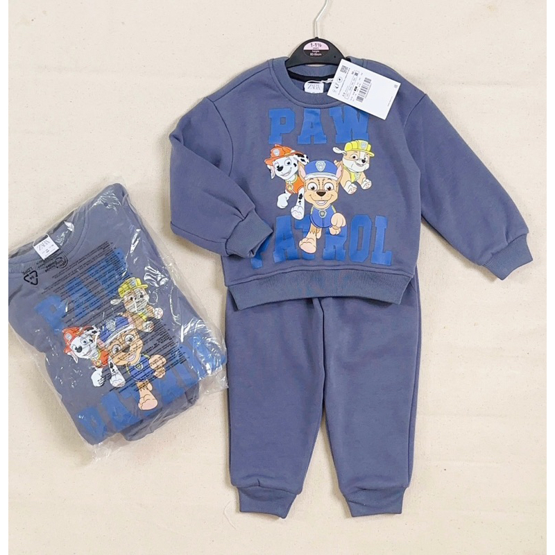 Bộ nỉ xanh hình chú chó cứu hộ cho bé trai