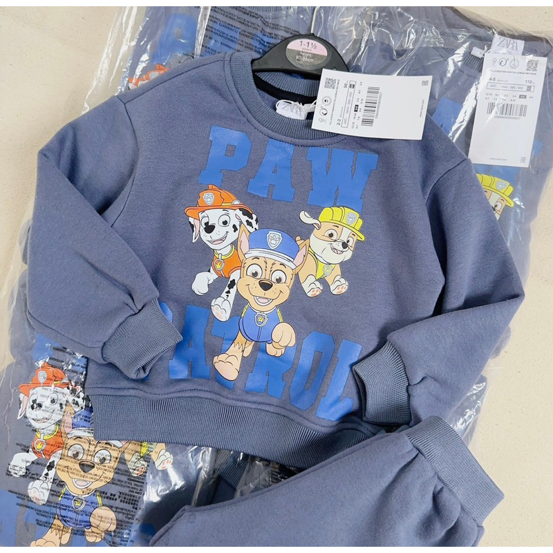 Bộ nỉ xanh hình chú chó cứu hộ cho bé trai