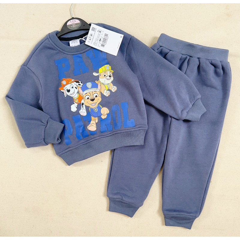 Bộ nỉ xanh hình chú chó cứu hộ cho bé trai