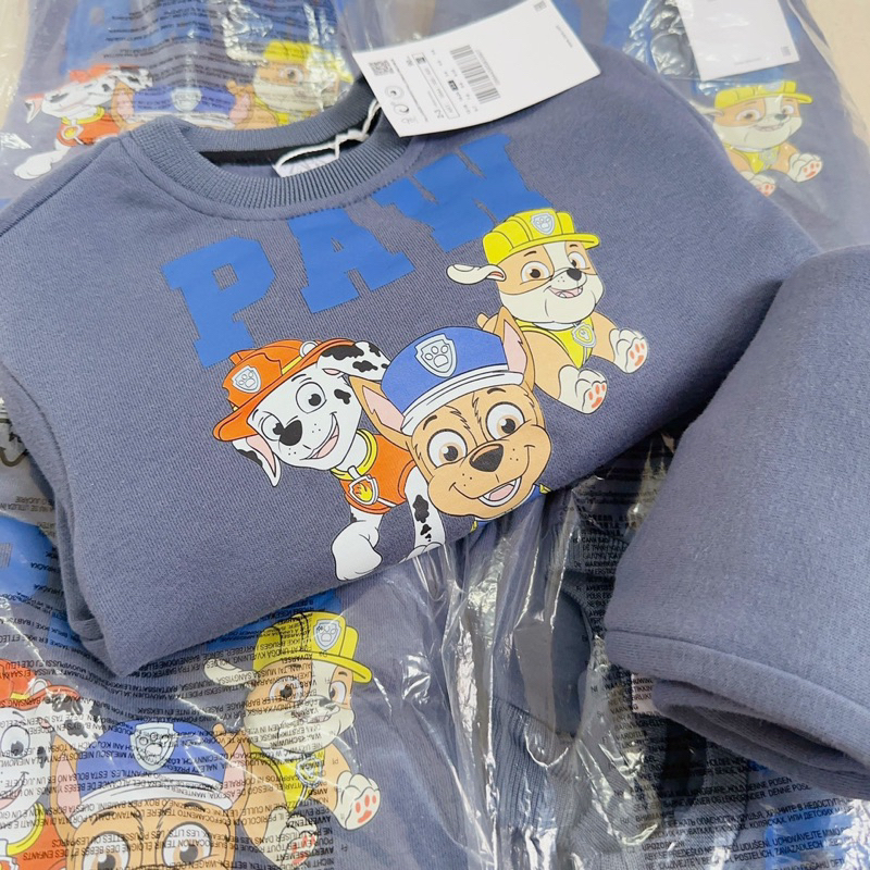 Bộ nỉ xanh hình chú chó cứu hộ cho bé trai