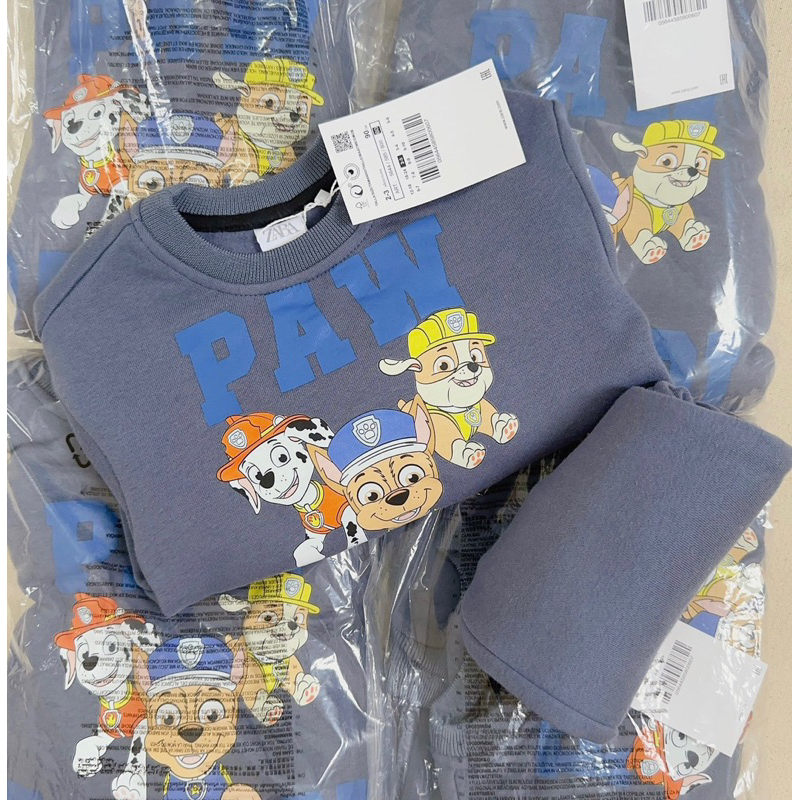 Bộ nỉ xanh hình chú chó cứu hộ cho bé trai