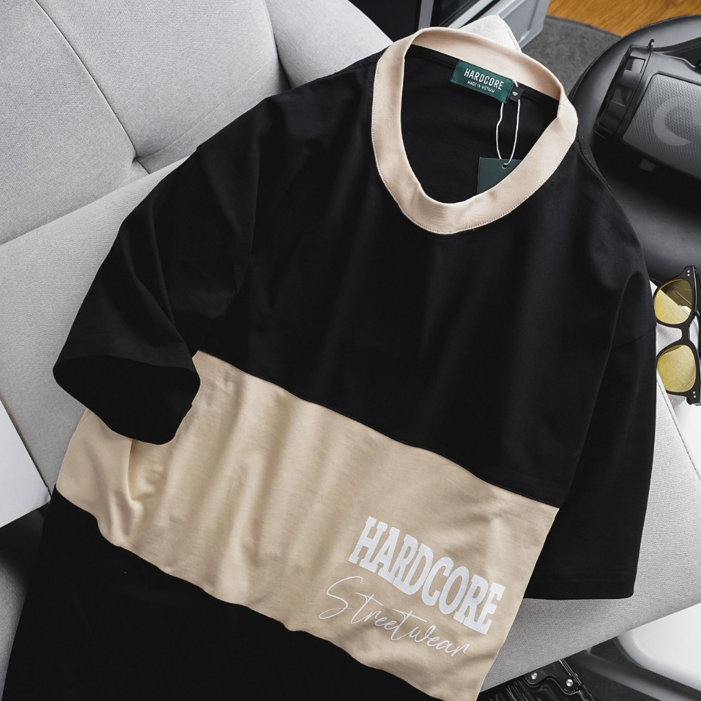 Áo thun cotton phối màu thời trang in chữ bigsize nam cỡ đại 140kg