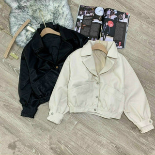 Áo khoác nữ da cổ vest