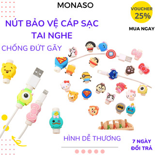 Phụ kiện Nút bảo vệ chống đứt đầu cáp sạc tai nghe điện thoại HÌNH THÚ dễ thương MONASO