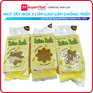 Mút tẩy rửa đa năng 3 lớp cao cấp Kin Kít - Chống trầy xước mặt kính, mặt kiếng, bảo vệ móng tay - Mút cọ rửa cao cấp