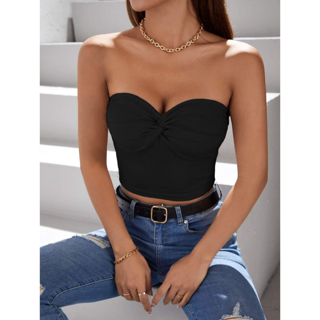 Áo Tube Top croptop quây ngang JUNE.SG Áo quây không mút ngực ôm body áo croptop quây ngang D043