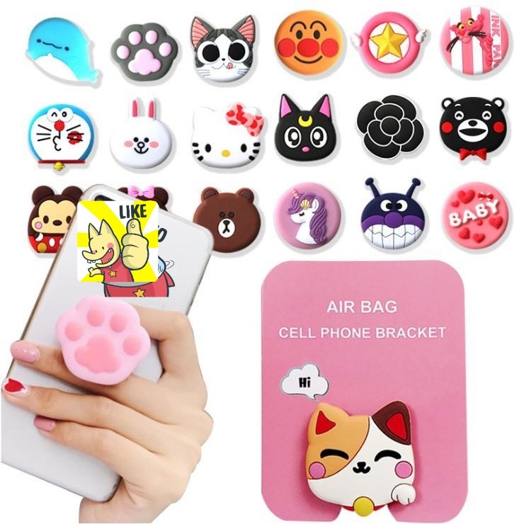 🌟CHÍNH HÃNG 🌟 DÁN POP Trơn Giá Đỡ Điện Thoại, iring RING móc tay dán lưng, Kiểu Dáng Hoạt Hình Dễ Thương cute cao su