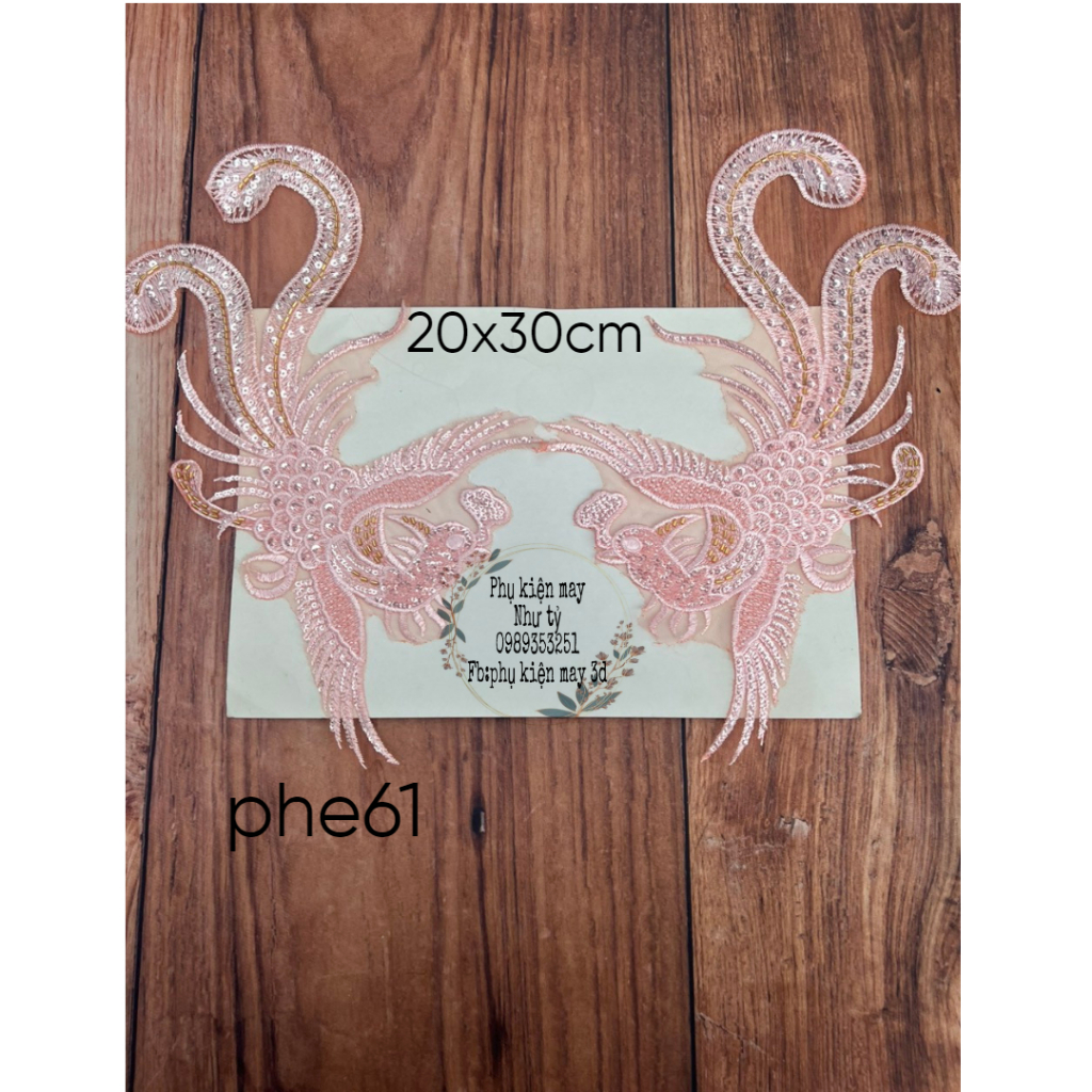 cặp phượng thêu đính hạt hàng nhập xinh xắn