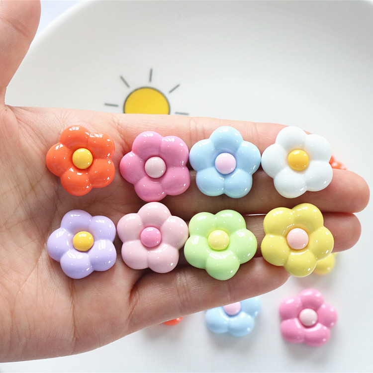 Jibbitz sticker hình hoa mận, hoa đào năm cánh nhựa bóng gắn dép sục