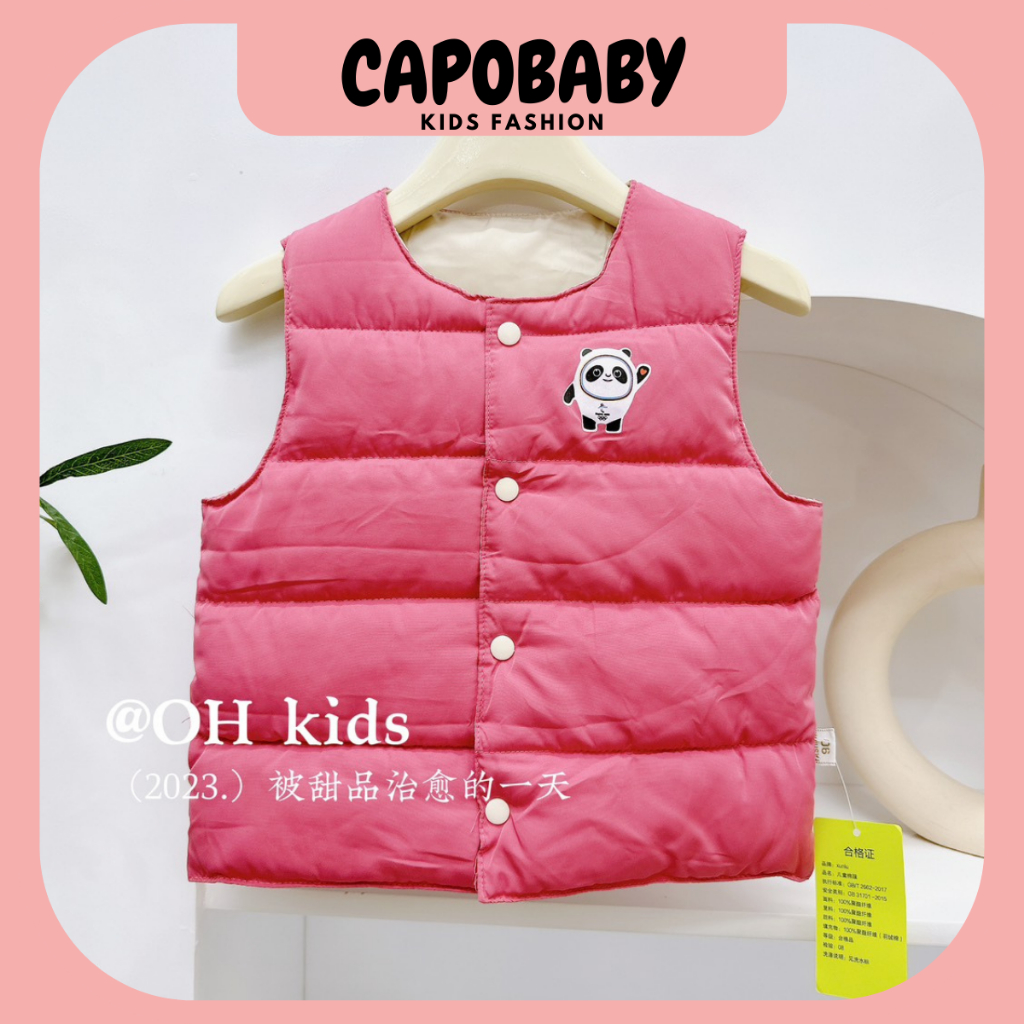 Áo khoác cho bé, Áo Gile phao gấu chấm nâu đáng yêu cho bé từ 7-16kg