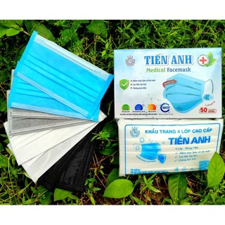 Khẩu trang y tế 4 lớp cao cấp tiến anh được kiểm tra hàng.mix màu thoải mái.