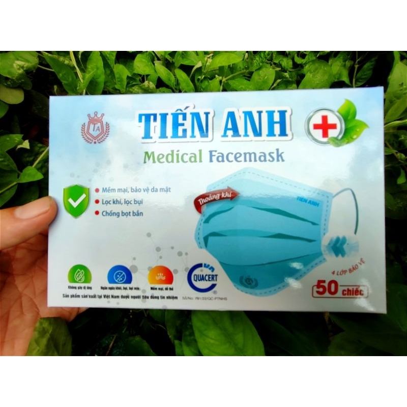 Khẩu trang y tế 4 lớp cao cấp tiến anh  được kiểm tra hàng.mix màu thoải mái.