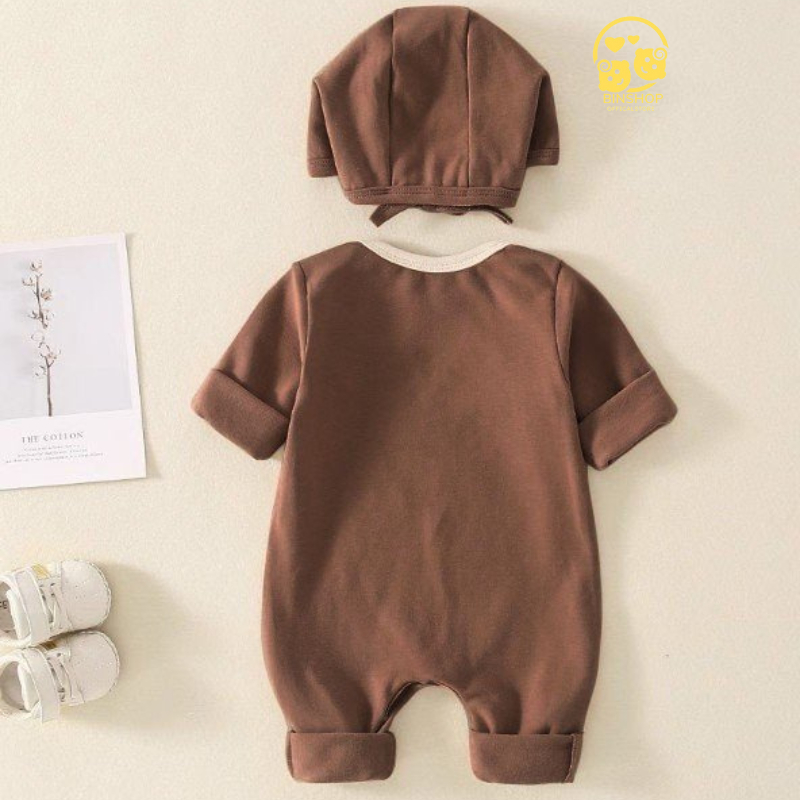 Bodysuit dài tay cho bé Hình Gấu dễ thương, body dài tay cho bé gái bé trai chất thun mẫu quần áo sơ sinh 0-12M