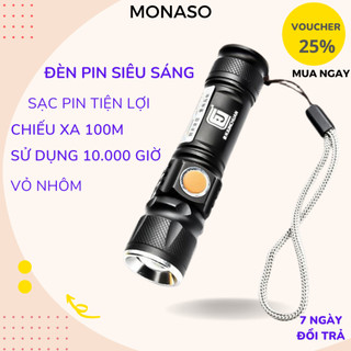Đèn Pin Siêu Sáng mini T6 Sạc pin Chống Nước Zoom xa gần bỏ túi tiện dụng MONASO