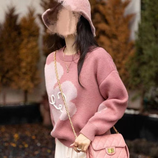 Áo len nữ với 2 tông màu hồng, nâu mousse phom vừa sweater cổ tròn dài tay