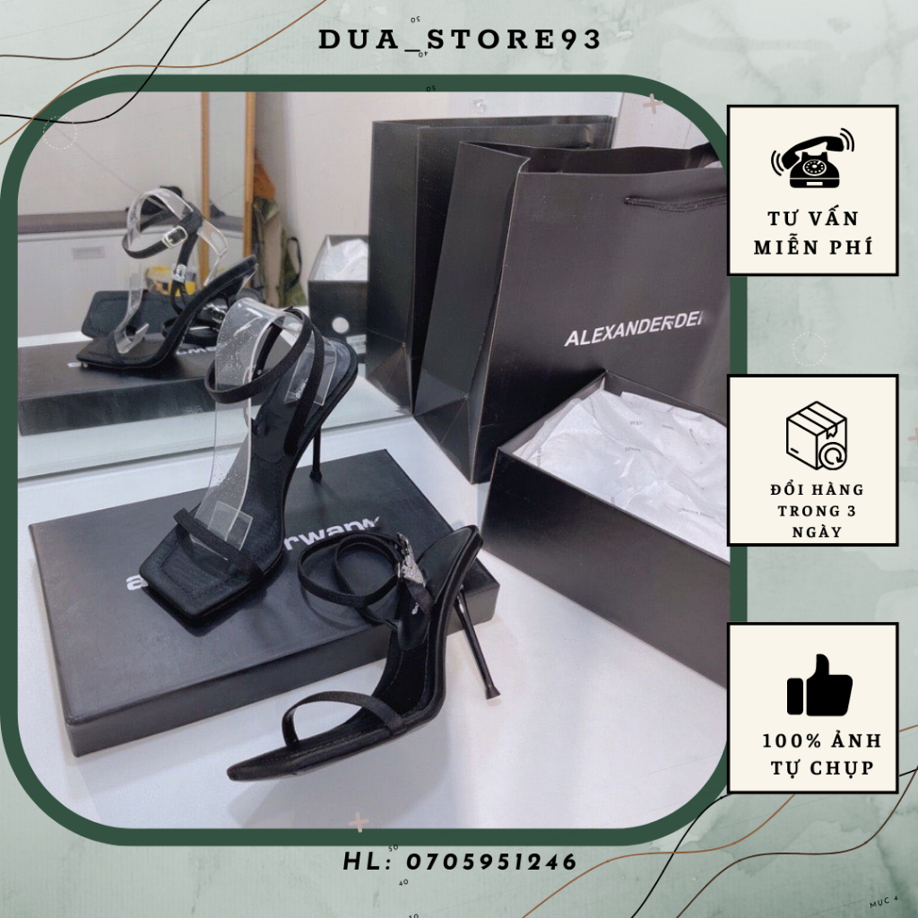 Sandal ALEXAND WA N QUAI MẢNH CAO CẤP, SANDAL NỮ GÓT NHỌN 9P SUPER FULL BOX